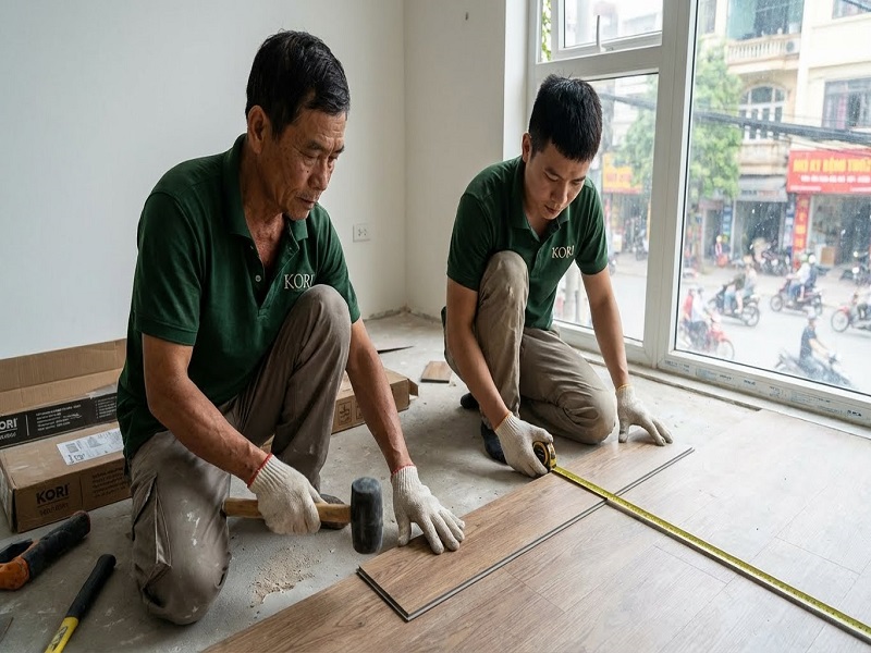 các bước thi công sàn gỗ công nghiệp