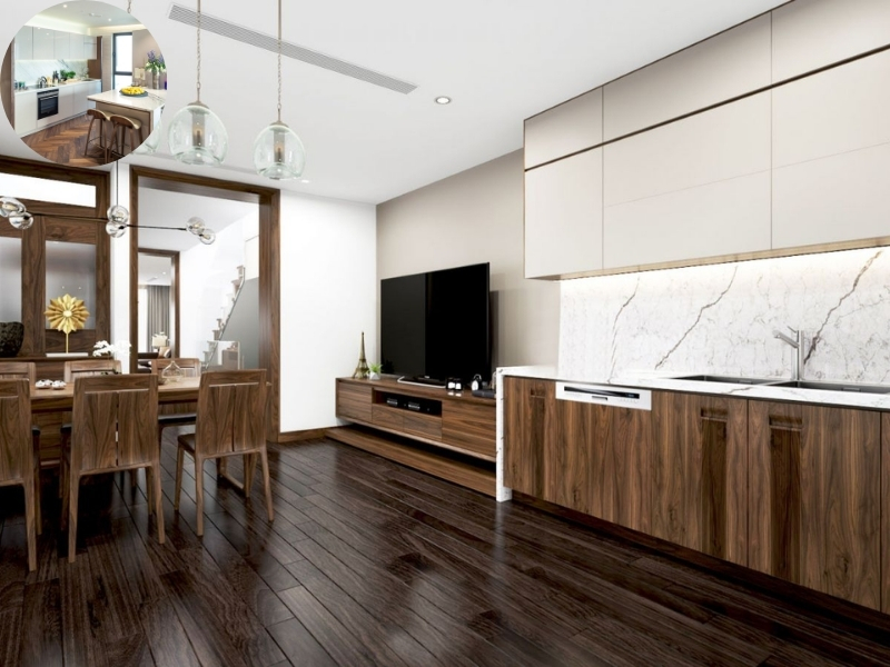 Màu sàn gỗ phòng bếp