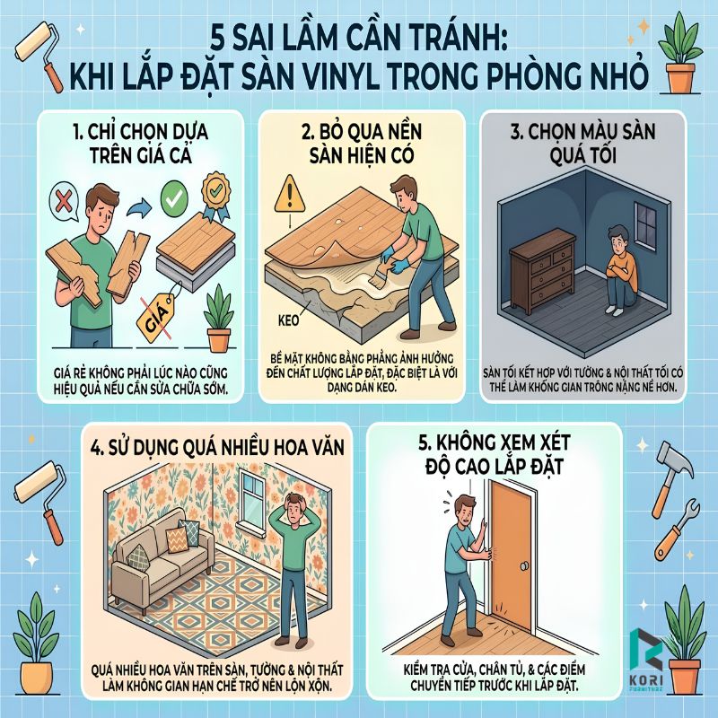5 sai lầm cần tránh khi lắp đặt sàn nhựa trong phòng nhỏ