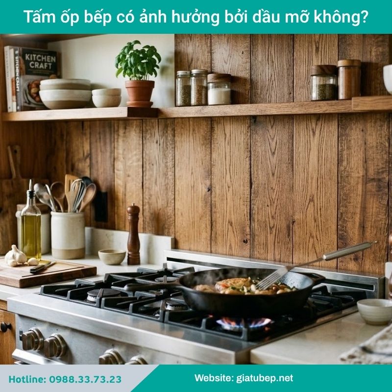 Tấm ốp bếp có bị ảnh hưởng bởi dầu mỡ không?