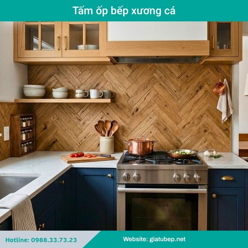 Tấm ốp bếp xương cá