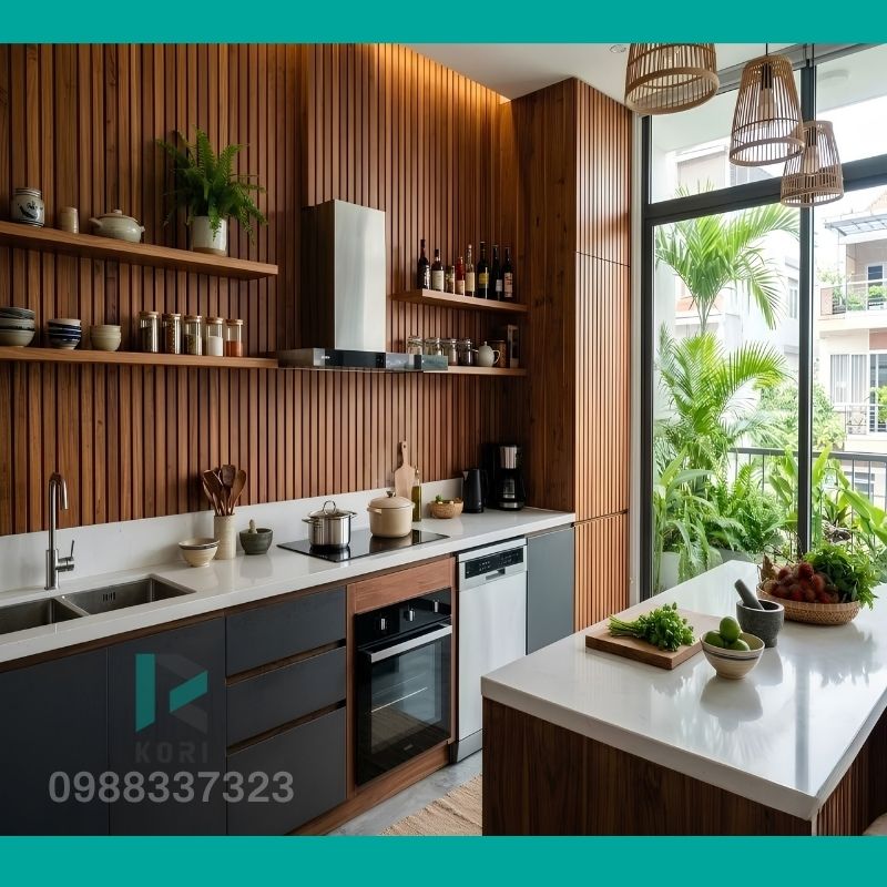 Tấm ốp tường bếp hiện đai